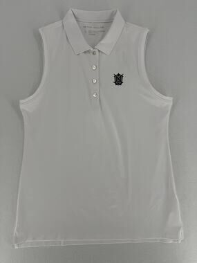 Peter Millar Womens L Sleeveless Golf Polo White Crown Sport Logo NWT